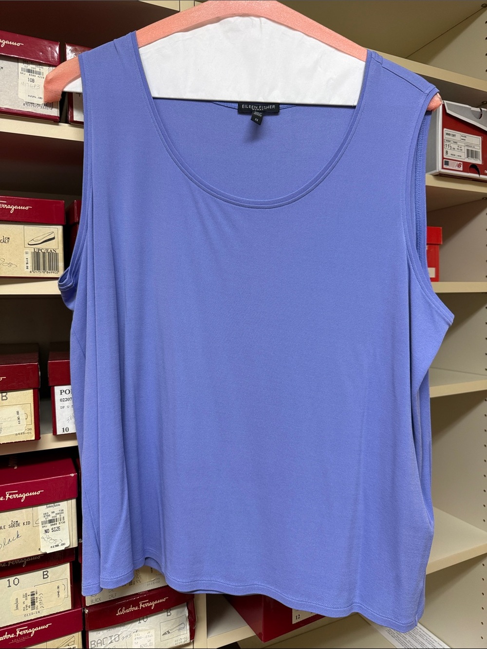 Eileen Fisher periwinkle Sleeveless 100% silk Tank Top